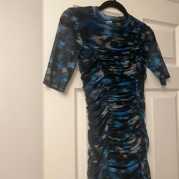 Aritzia  Indigo Blue Mix Ruched Dress - Picture 2 of 4